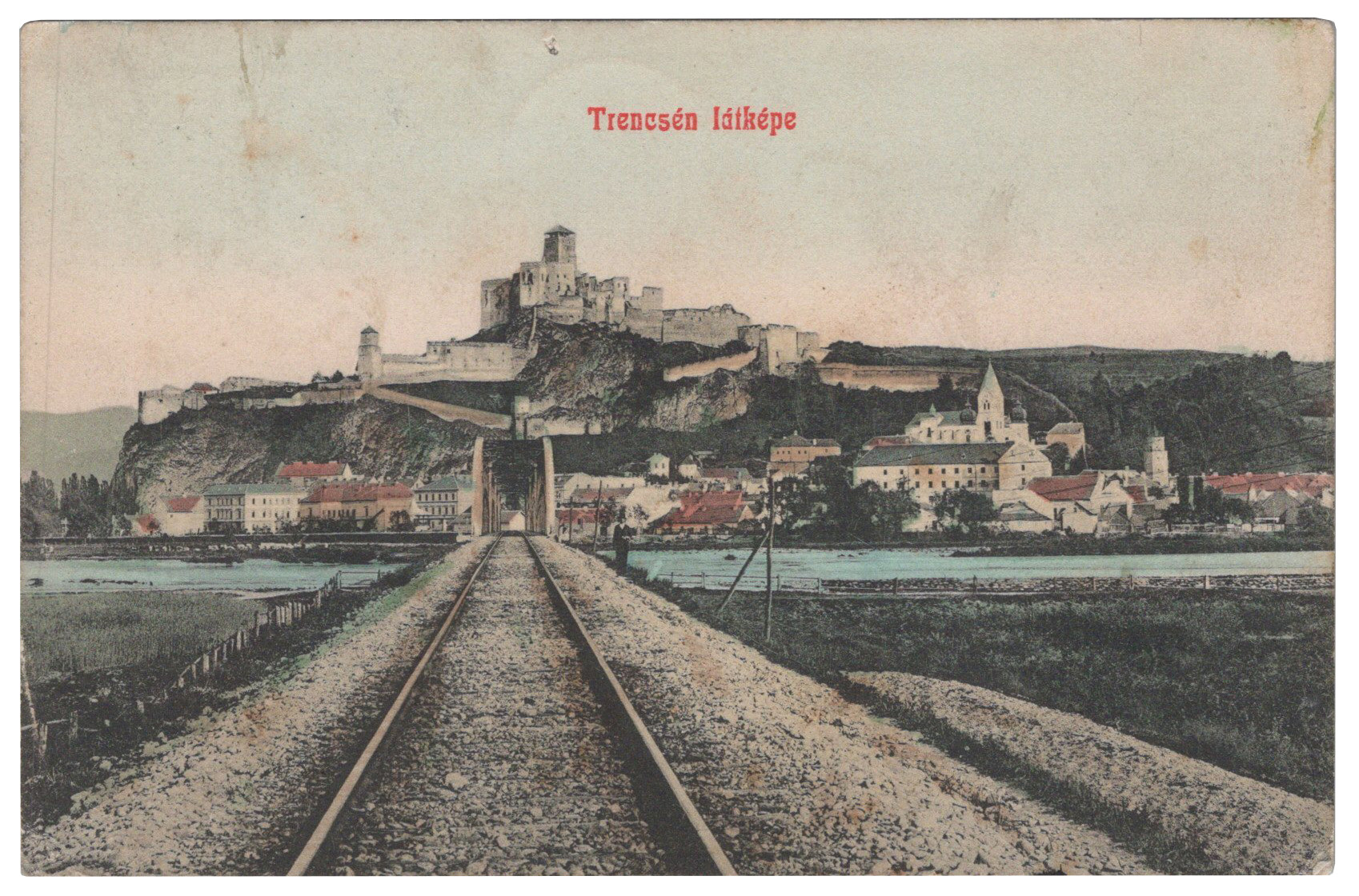 Trenčín - Trencsén - pohľad na hrad a mesto